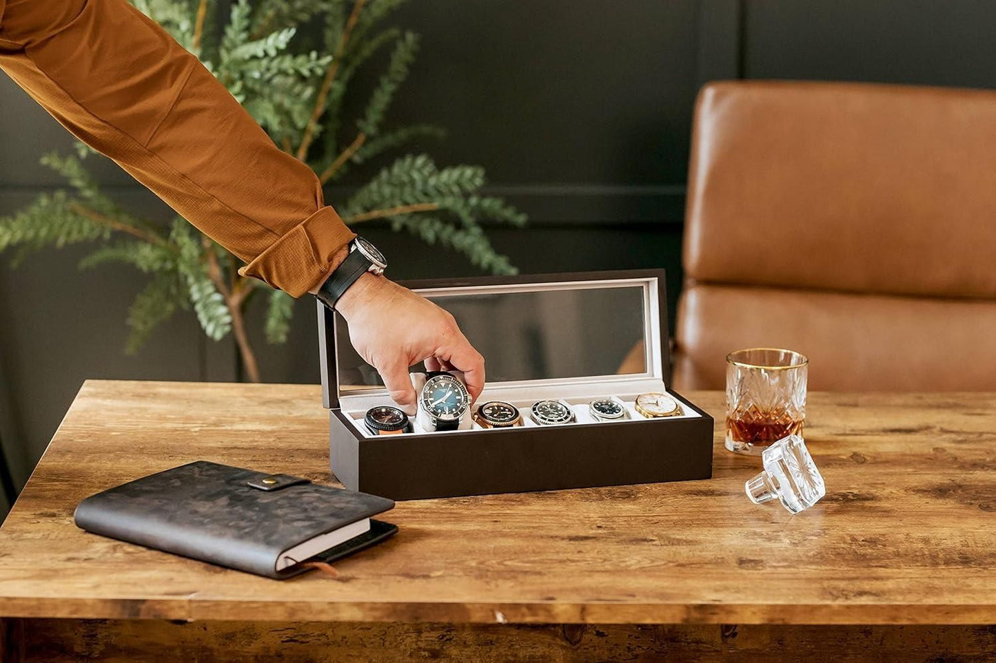 Luxury 6-Slot Watch Box with Glass Display