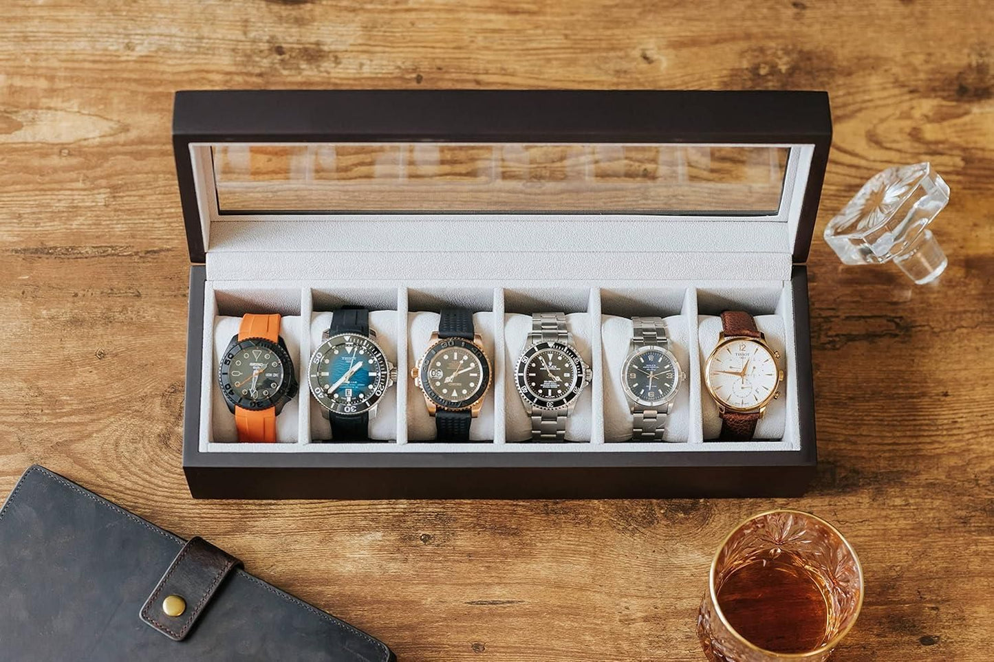 Luxury 6-Slot Watch Box with Glass Display